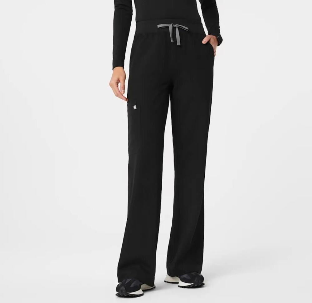 Figs Isabel High-Rise Wide-Leg Scrub Pant Black Sz Small Regular